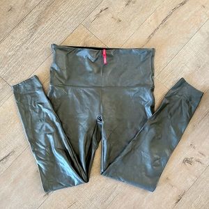 Spanx Faux Leather Leggings 1x Green
